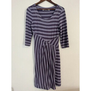 Athleta Dress Women’s M Splendor Lotus Wrap Striped‎ Jersey 3/4 Sleeve Purple